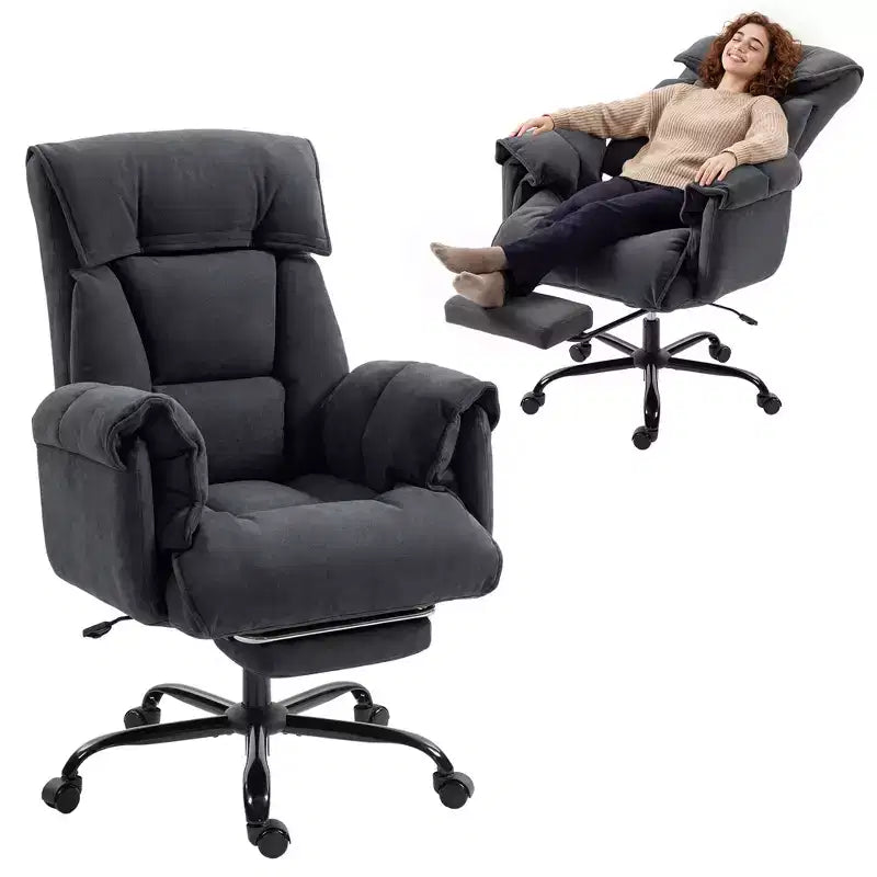High Back Reclining Office Chair with Footrest, Thick Cushion, Adjustable Height and Rolling Wheels