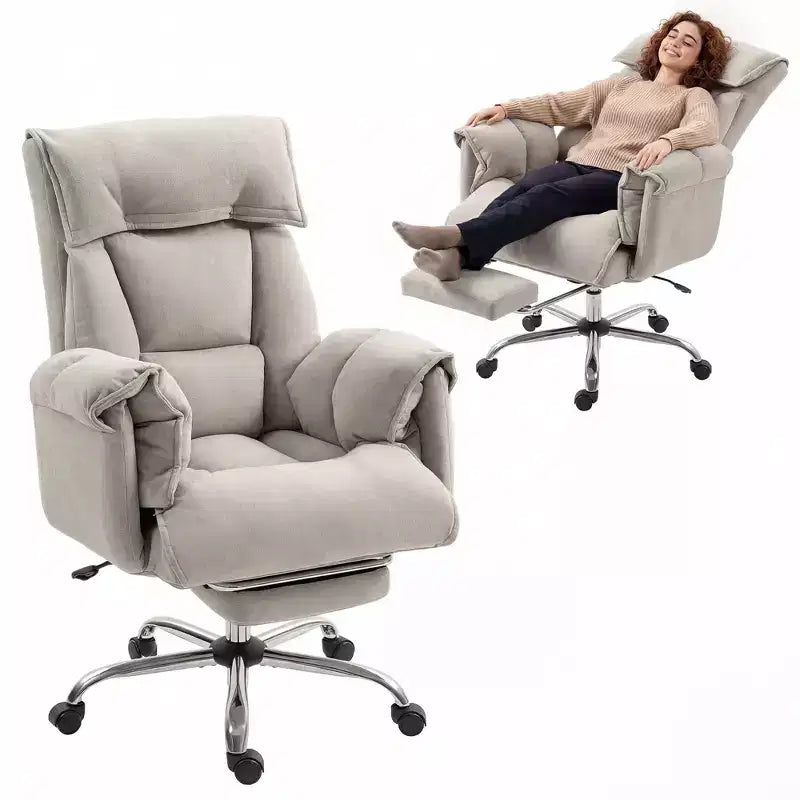 High Back Reclining Office Chair with Footrest, Thick Cushion, Adjustable Height and Rolling Wheels