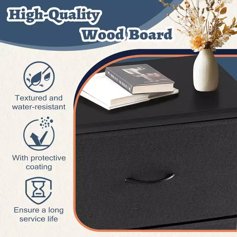 5-Drawer Fabric Storage Dresser with Wrought Iron Frame, Easy Assembly Organizer for Bedroom, Closet or Office
