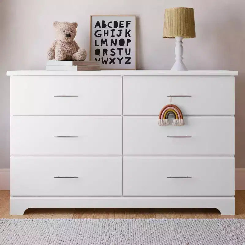 6-Drawer Double Dresser for Nursery or Kids Bedroom
