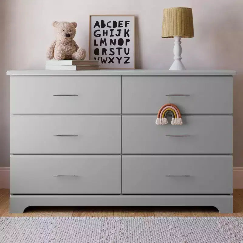 6-Drawer Double Dresser for Nursery or Kids Bedroom