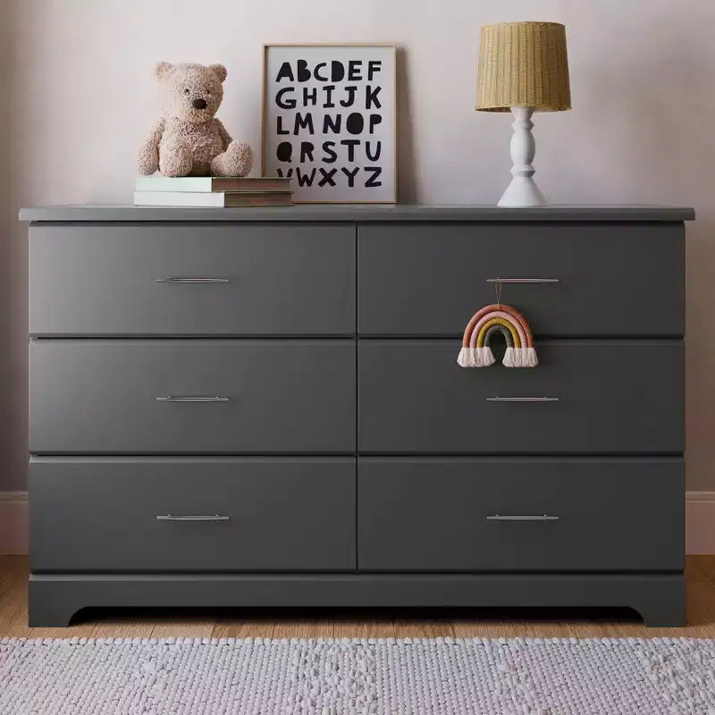 6-Drawer Double Dresser for Nursery or Kids Bedroom