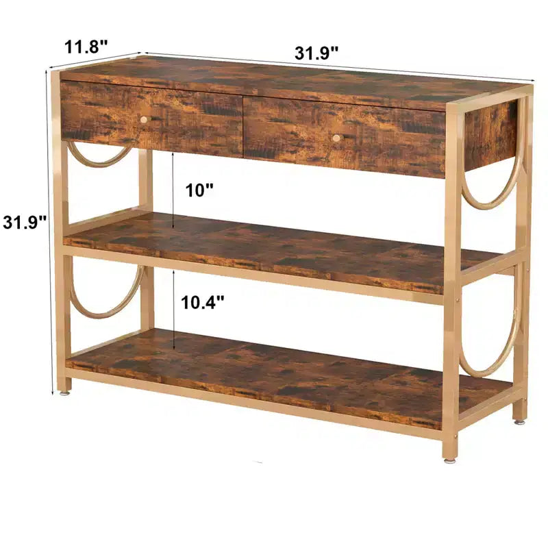 Entryway Table, 32 Inch Console Sofa Table with 2 Drawers and Storage Shelves, Console Table at Entry, Living Room Hallway Entrance Foyer