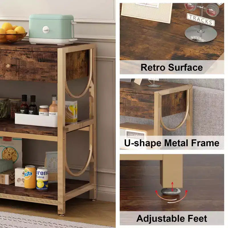 Entryway Table, 32 Inch Console Sofa Table with 2 Drawers and Storage Shelves, Console Table at Entry, Living Room Hallway Entrance Foyer