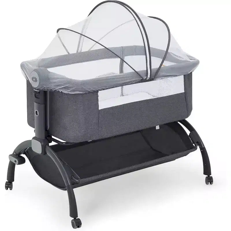 3-in-1 Bedside Bassinet Baby Sleeper with Mosquito Net, Travel Crib and Adjustable Height