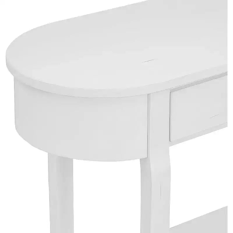Curved Console Table 40-Inch Retro Farmhouse Wood Entry Sofa Table with Storage Shelf & Drawer for Living Room Hallway, Antique White