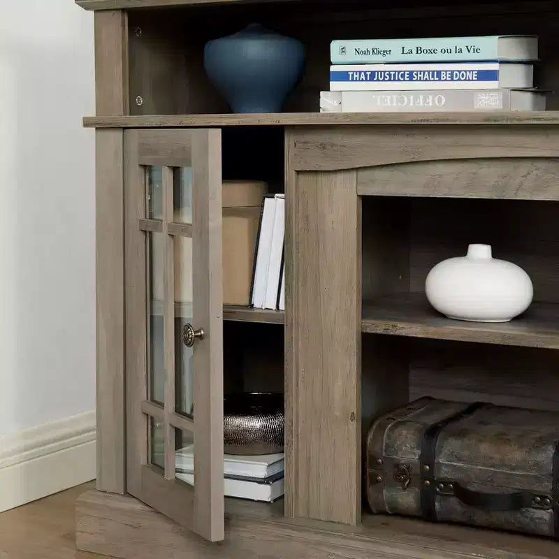 Classic TV Stand for TVs up to 65 Inches, Media Console with Cabinets and Open Shelves, Gray