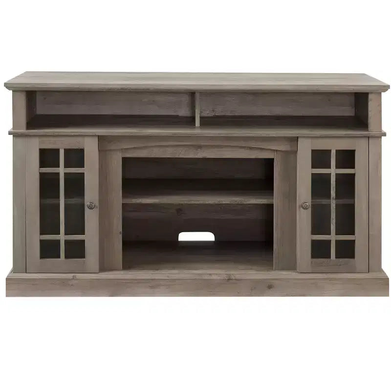 Classic TV Stand for TVs up to 65 Inches, Media Console with Cabinets and Open Shelves, Gray