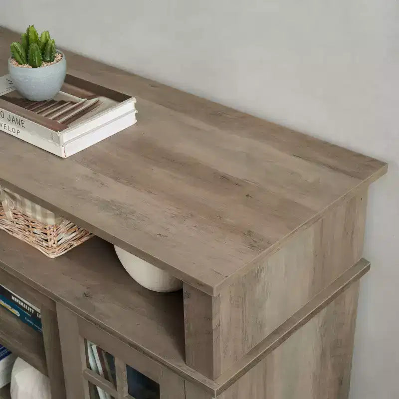 Classic TV Stand for TVs up to 65 Inches, Media Console with Cabinets and Open Shelves, Gray