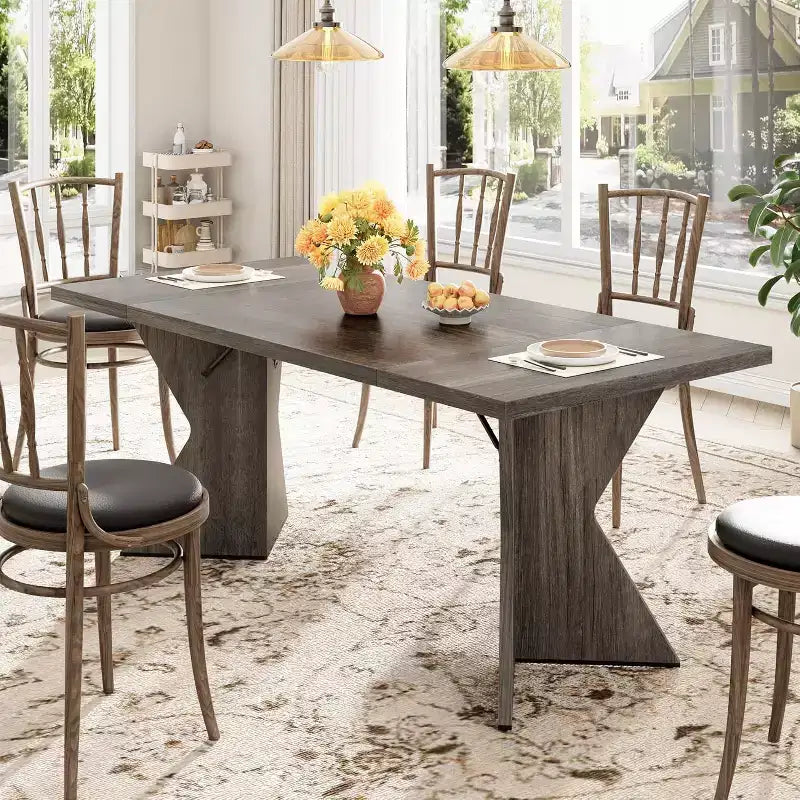 Dining Room Table , 70.9 in Rectangular Kitchen Table Dining Room Furniture with Sturdy Frame, Thickened Long Tabledesk and Dinner Desk