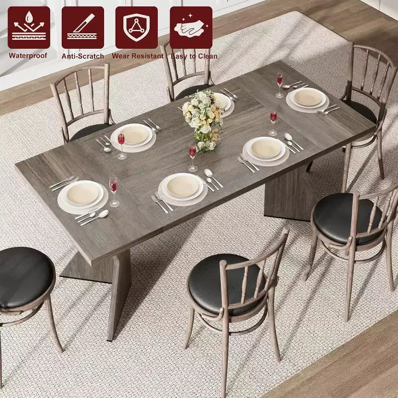 Dining Room Table , 70.9 in Rectangular Kitchen Table Dining Room Furniture with Sturdy Frame, Thickened Long Tabledesk and Dinner Desk