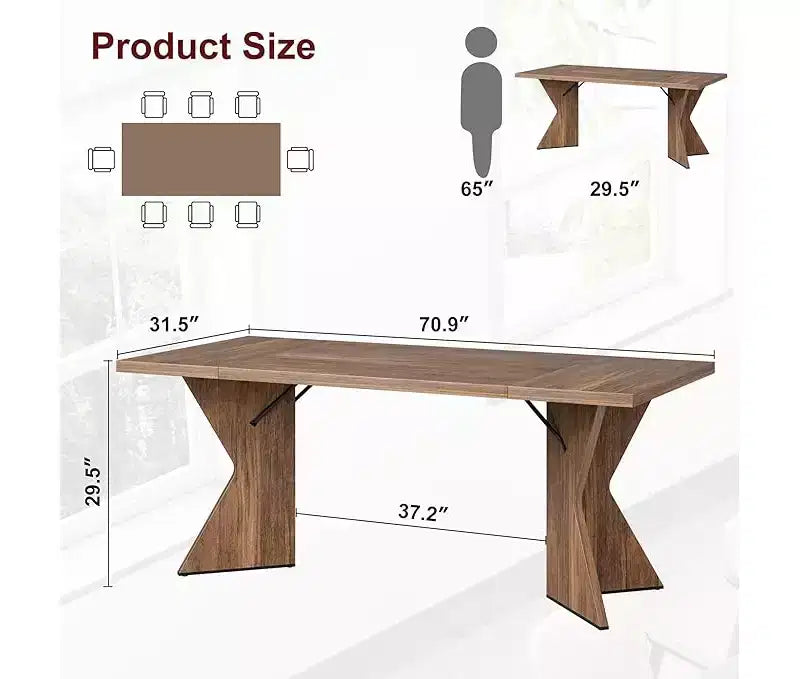 Dining Room Table , 70.9 in Rectangular Kitchen Table Dining Room Furniture with Sturdy Frame, Thickened Long Tabledesk and Dinner Desk