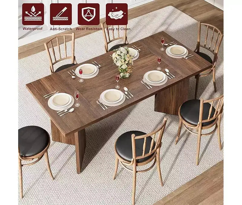 Dining Room Table , 70.9 in Rectangular Kitchen Table Dining Room Furniture with Sturdy Frame, Thickened Long Tabledesk and Dinner Desk