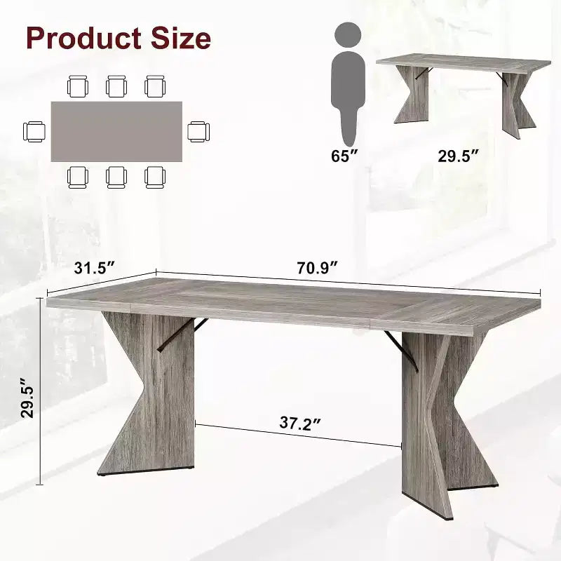 Dining Room Table , 70.9 in Rectangular Kitchen Table Dining Room Furniture with Sturdy Frame, Thickened Long Tabledesk and Dinner Desk