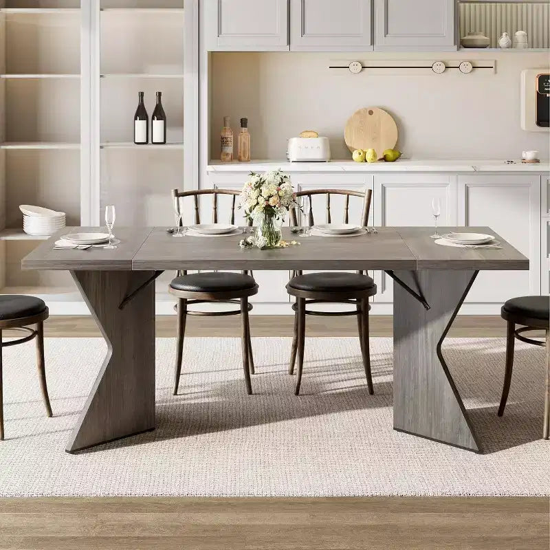 Dining Room Table , 70.9 in Rectangular Kitchen Table Dining Room Furniture with Sturdy Frame, Thickened Long Tabledesk and Dinner Desk