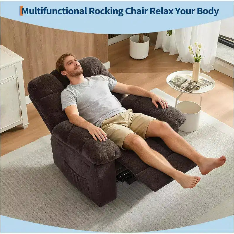 Gray Manual Recliner Chair, Overstuffed Ergonomic Fabric Sofa with Side Pocket and Steel Frame