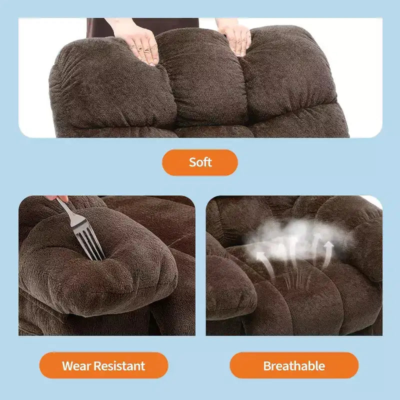 Gray Manual Recliner Chair, Overstuffed Ergonomic Fabric Sofa with Side Pocket and Steel Frame