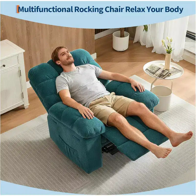 Gray Manual Recliner Chair, Overstuffed Ergonomic Fabric Sofa with Side Pocket and Steel Frame