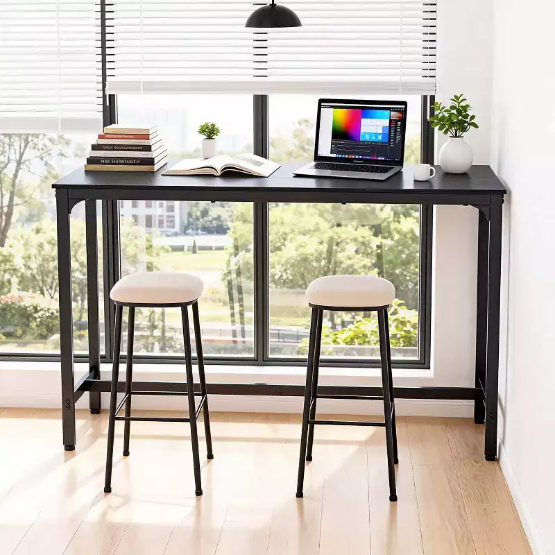 Bar Height Pub Table with Sturdy Metal Legs and Adjustable Foot Pads, 55/77 Inch