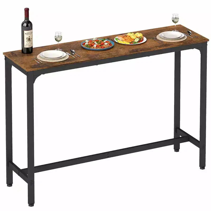 Bar Height Pub Table with Sturdy Metal Legs and Adjustable Foot Pads, 55/77 Inch