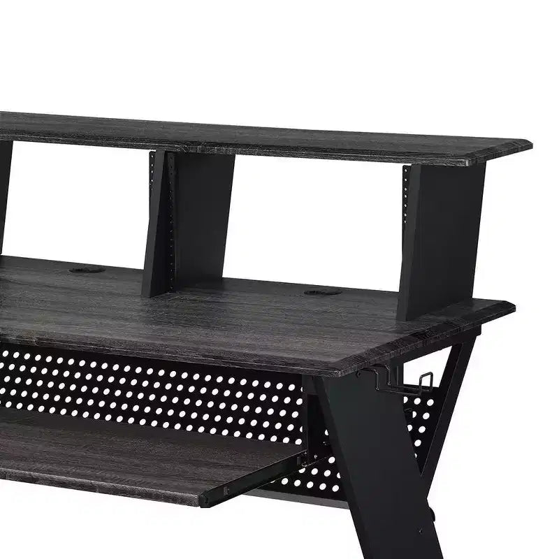 47-Inch Music Desk with Keyboard Tray, Earphone Rack and Cord Management, Black