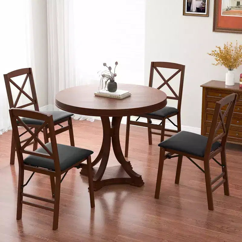 2-Pack Folding Dining Chairs with PVC Padded Seat and High Backrest