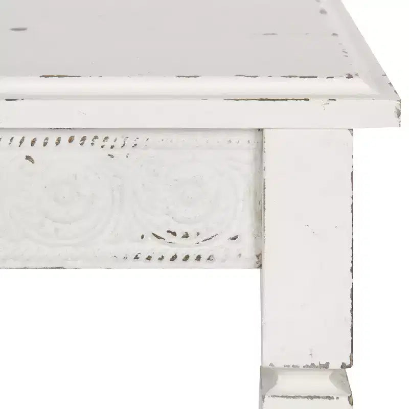 Rectangle Wood Side Table with Drawer and Shelf, 13.5x22x27.75, White