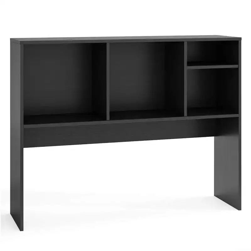 Desktop Bookcase Countertop Storage Organizer with 4 Cubbies, Natural/White