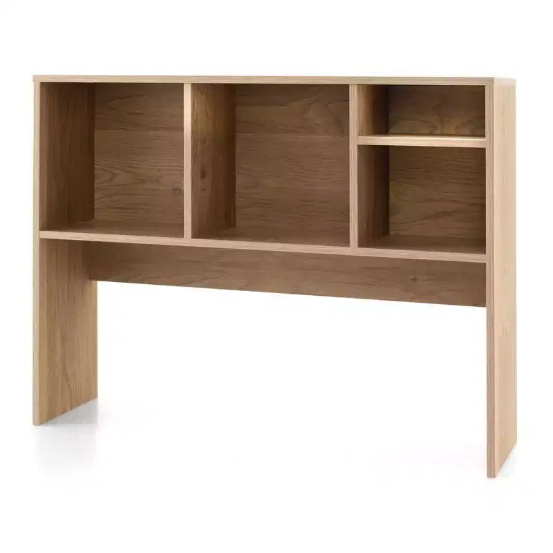 Desktop Bookcase Countertop Storage Organizer with 4 Cubbies, Natural/White
