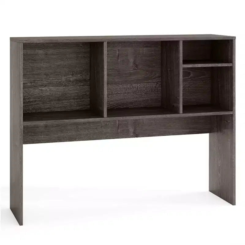 Desktop Bookcase Countertop Storage Organizer with 4 Cubbies, Natural/White