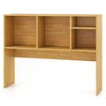 Costway Computer Desktop Bookcase Countertop Storage Bookshelf Organizer with 4 Cubbies Natural/White